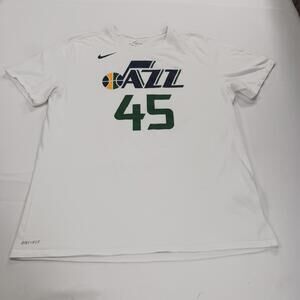 Utah Jazz Donovan Mitchell NBA #45 Nike T-Shirt Men's XL White Cotton Dri-Fit